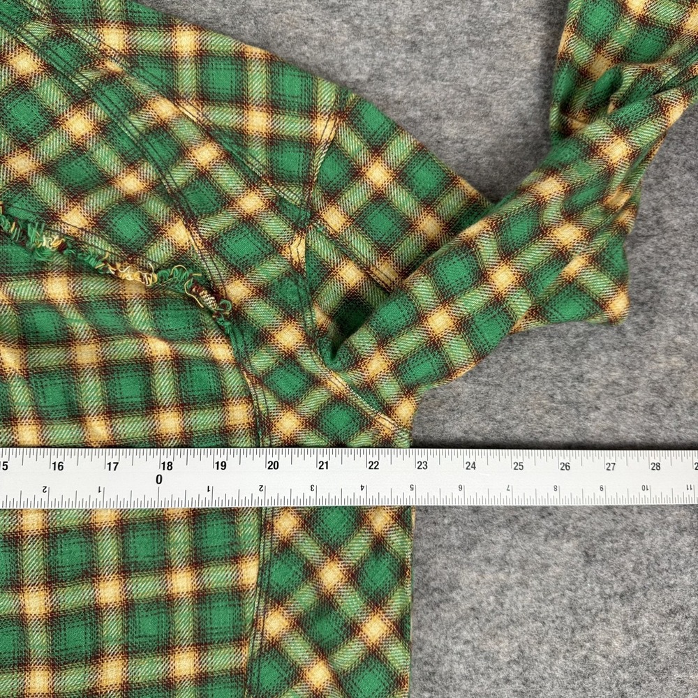 BDG Brixton Flannel Button Up Shirt Long Sleeve Plaid Frayed Hem Womens Small S - Picture 11 of 13